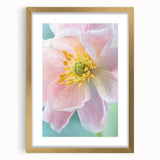 Extra large abstract art print featuring textured floral designs in gold and white tones, framed with a gold mat.