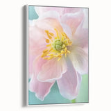 Framed canvas featuring a vintage poster art style close-up of colorful florals, ideal for living room decor.