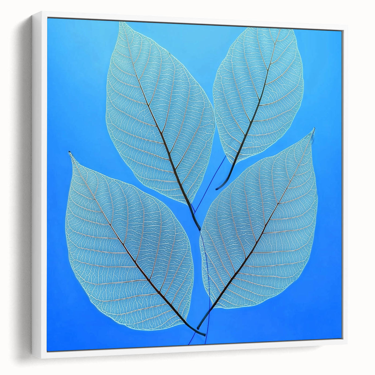 Vintage poster art of vividly colored leaves on a large framed canvas, suitable for living room decor.