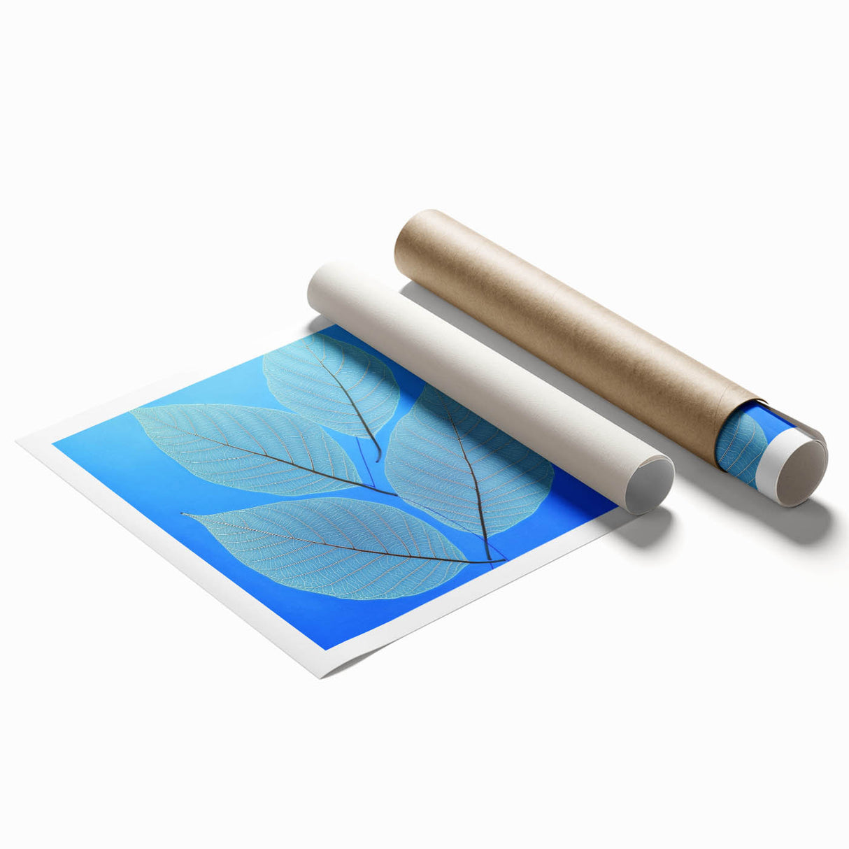 Close-up image of green leaves on an extra large rolled print, suitable for classy bathroom or large living room decor.