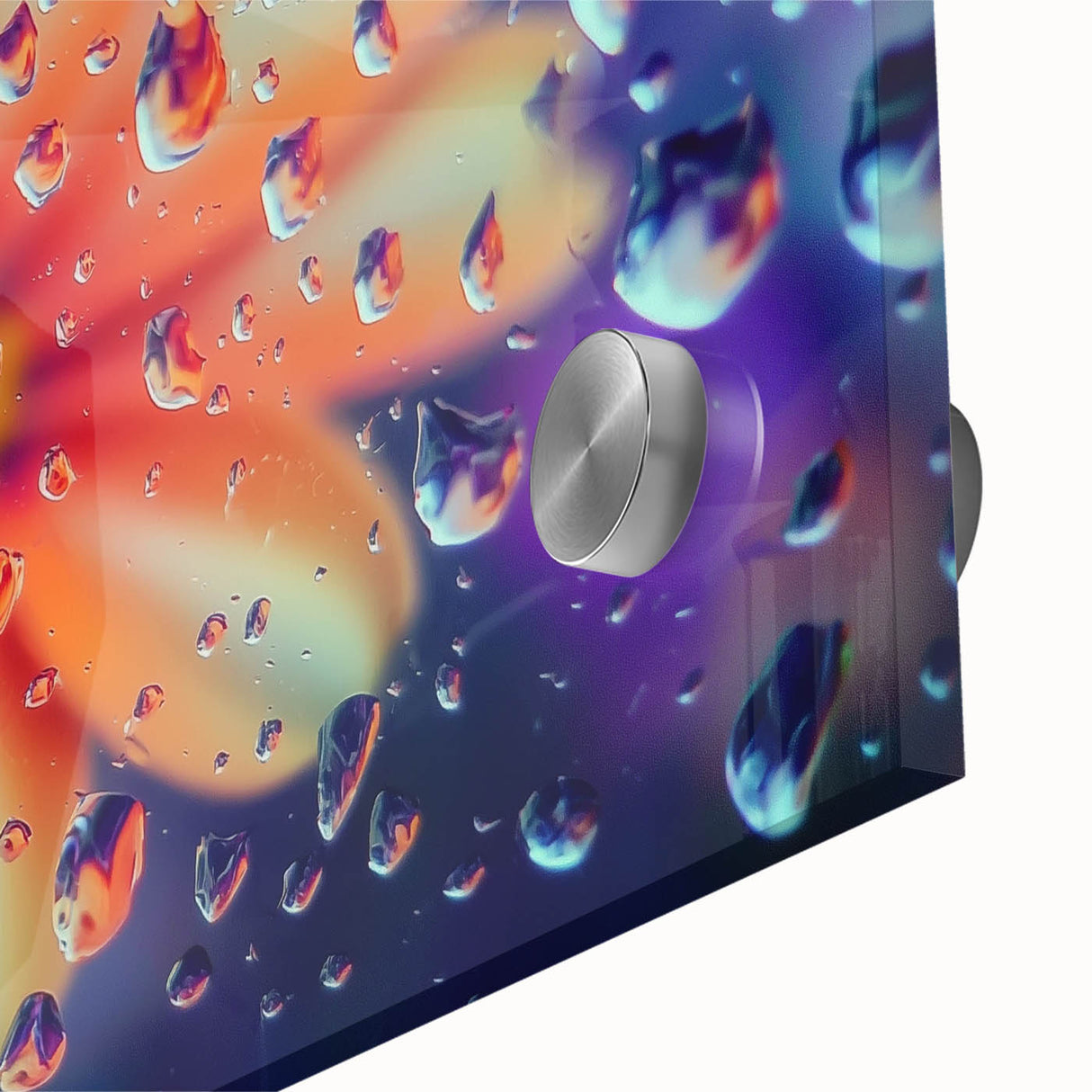 Large abstract wall art depicting water close-up in muted blue tones on acrylic glass, ideal for dining room art.