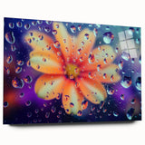 Large abstract wall art featuring close-ups of water, rendered in cool blue tones on acrylic glass.