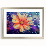 Textured art print of abstract ripples in muted blue and gray tones, framed in silver, ideal for bedroom wall decor.