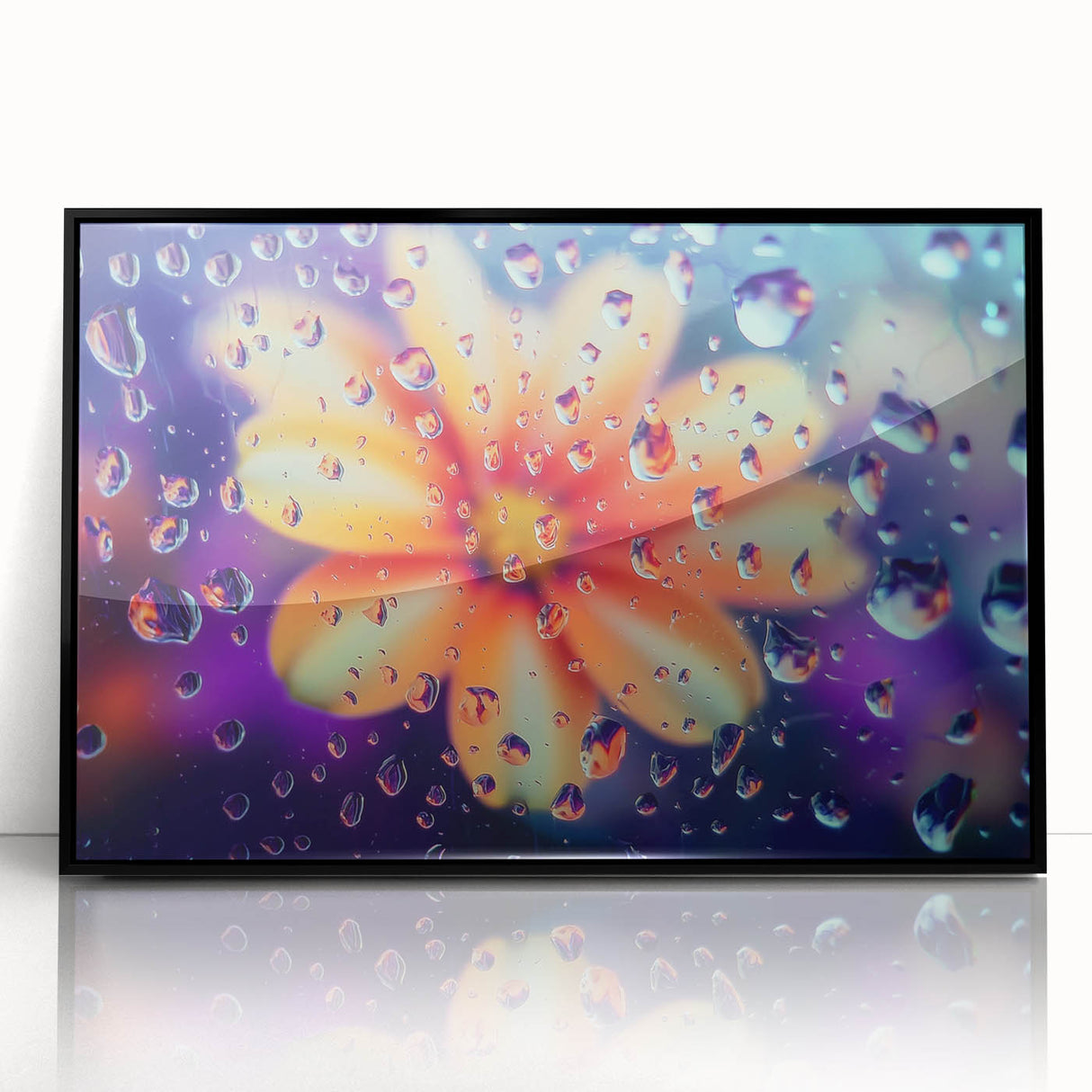 Large abstract wall art featuring close-up water details in black and white, framed in acrylic.