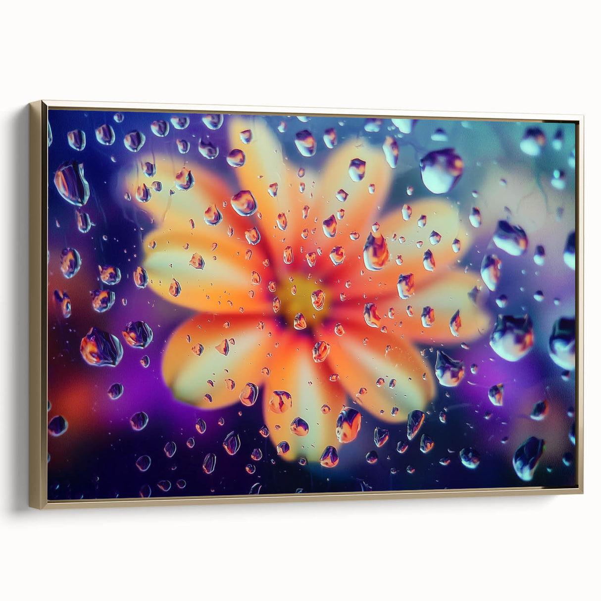 Framed canvas featuring a close-up water landscape in muted blues and grays, ideal for bedroom wall art.