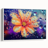 Vintage poster art of a close-up water scene on a framed canvas, featuring vivid blue and black tones.