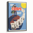 Retro Europe Travel Poster – Vintage Landmarks & Adventure Art