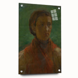 Realism Art Print - The Girl in the Red Dress, Expressive Canvas Portrait