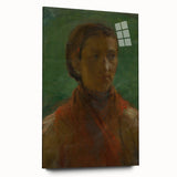 Realism Art Print - The Girl in the Red Dress, Expressive Canvas Portrait