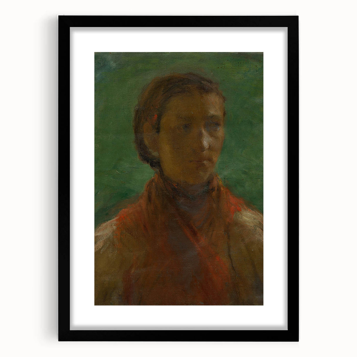 Realism Art Print - The Girl in the Red Dress, Expressive Canvas Portrait