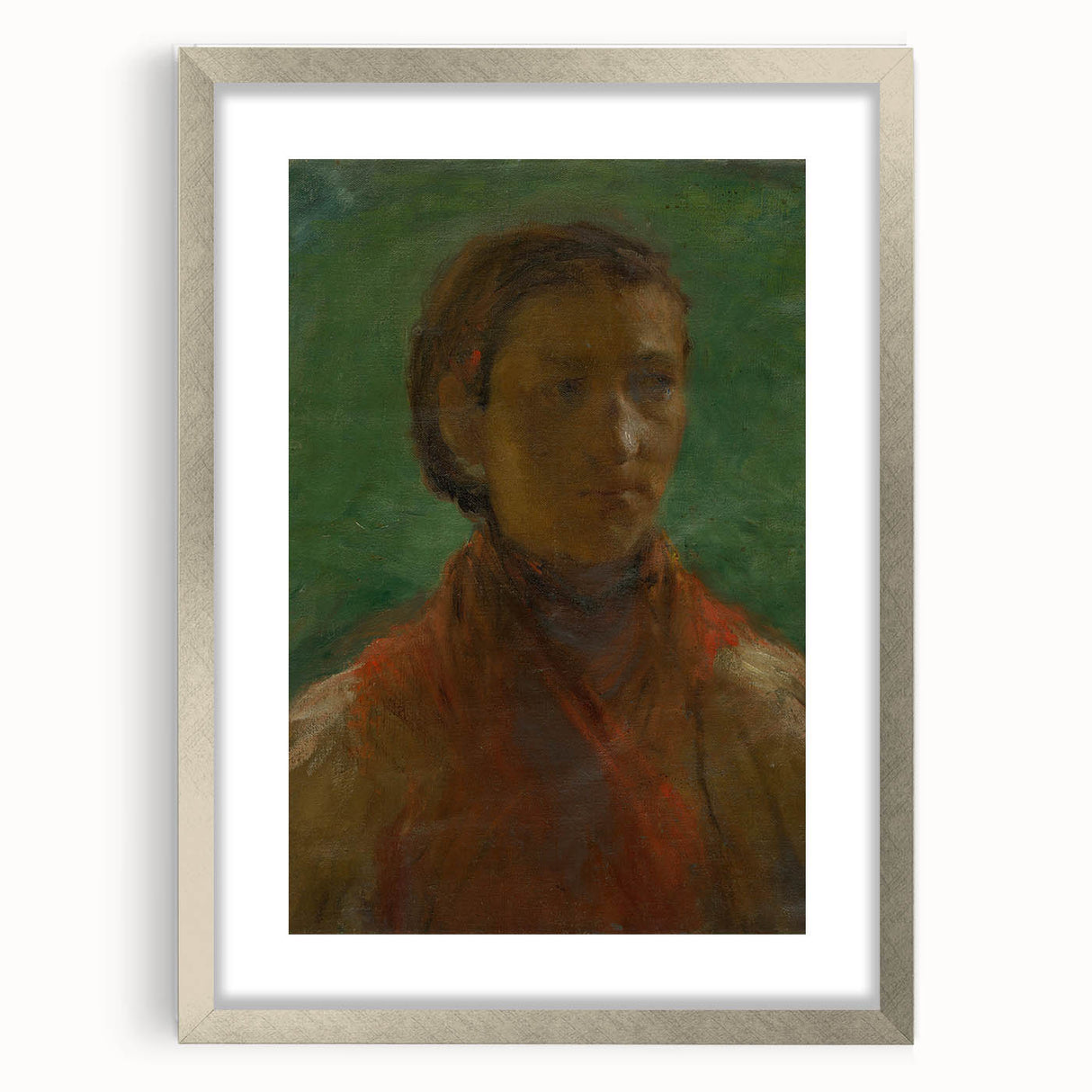Realism Art Print - The Girl in the Red Dress, Expressive Canvas Portrait