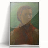 Realism Art Print - The Girl in the Red Dress, Expressive Canvas Portrait