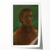 Realism Art Print - The Girl in the Red Dress, Expressive Canvas Portrait