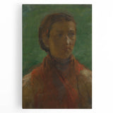 Realism Art Print - The Girl in the Red Dress, Expressive Canvas Portrait