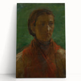 Realism Art Print - The Girl in the Red Dress, Expressive Canvas Portrait