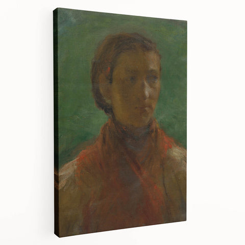 Realism Art Print - The Girl in the Red Dress, Expressive Canvas Portrait