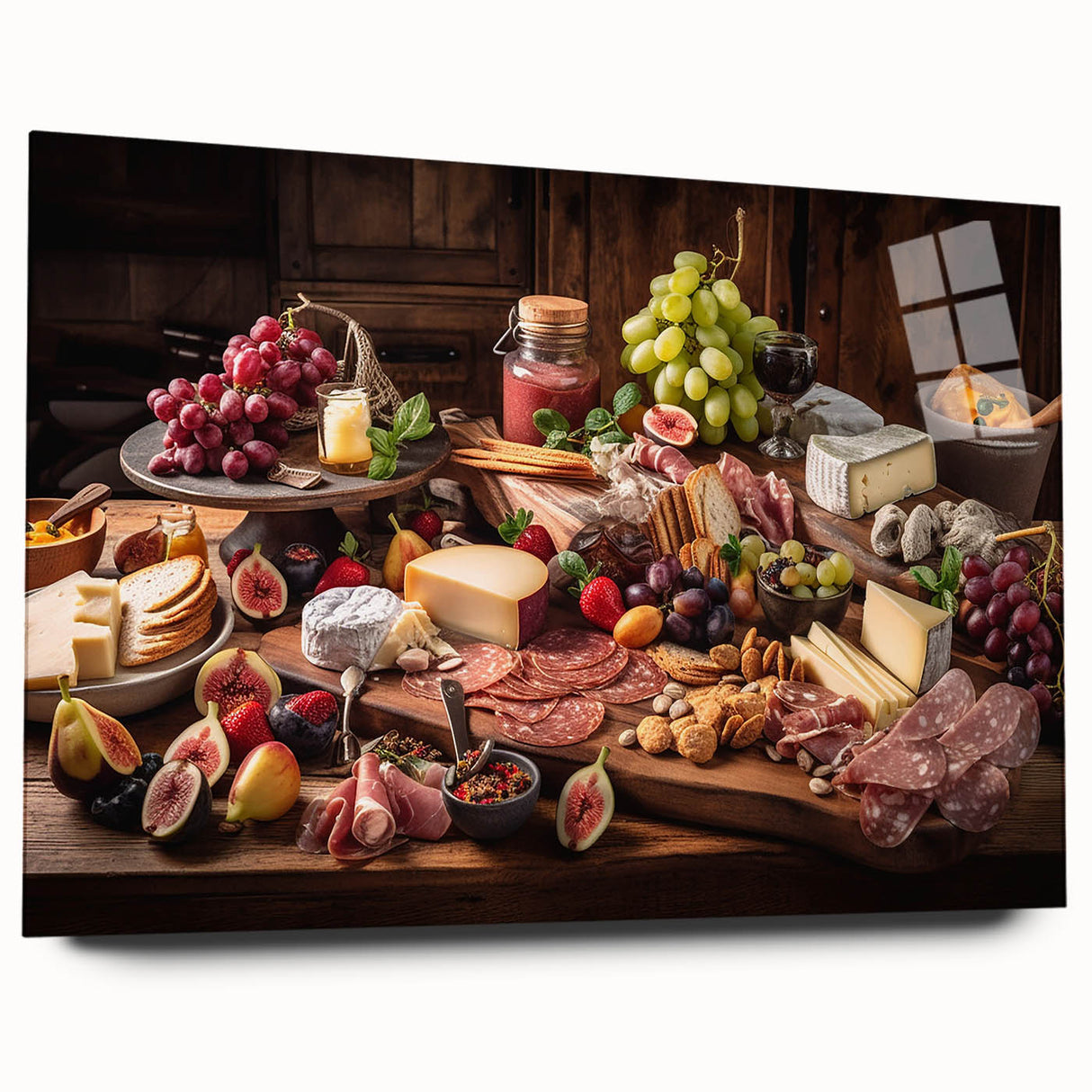 Rustic Charcuterie & Cheese Feast – Gourmet Kitchen Decor Art