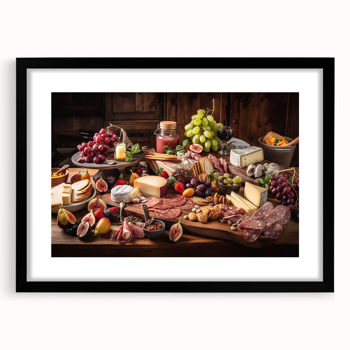 Rustic Charcuterie & Cheese Feast – Gourmet Kitchen Decor Art