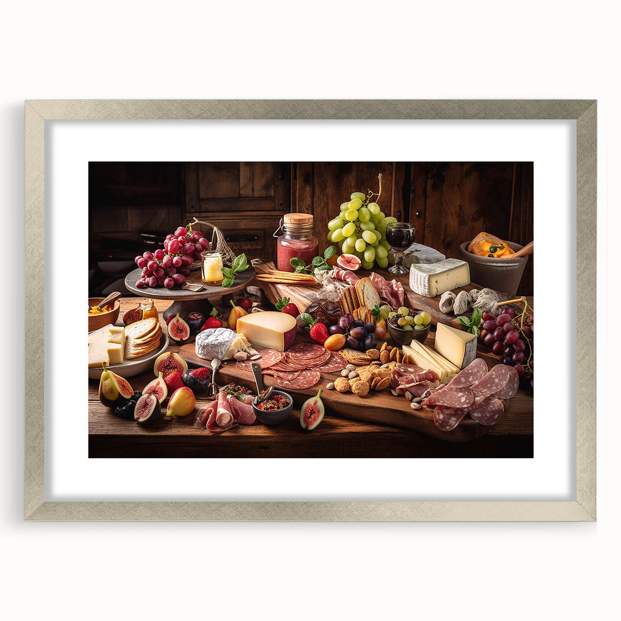Rustic Charcuterie & Cheese Feast – Gourmet Kitchen Decor Art
