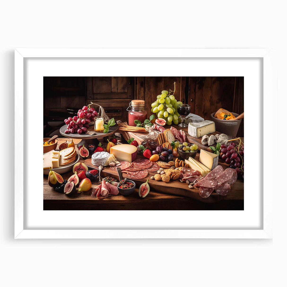 Rustic Charcuterie & Cheese Feast – Gourmet Kitchen Decor Art