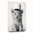 Bathroom Framed Art - Lion Cub with Toilet Roll Hat Minimalist Decor