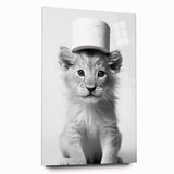 Bathroom Framed Art - Lion Cub with Toilet Roll Hat Minimalist Decor