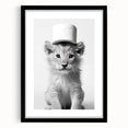 Bathroom Framed Art - Lion Cub with Toilet Roll Hat Minimalist Decor