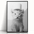 Bathroom Framed Art - Lion Cub with Toilet Roll Hat Minimalist Decor