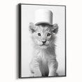 Bathroom Framed Art - Lion Cub with Toilet Roll Hat Minimalist Decor