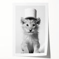 Bathroom Framed Art - Lion Cub with Toilet Roll Hat Minimalist Decor
