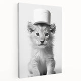 Bathroom Framed Art - Lion Cub with Toilet Roll Hat Minimalist Decor