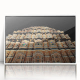 Art deco poster featuring a serene Indian landscape in muted earth tones on a framed acrylic.