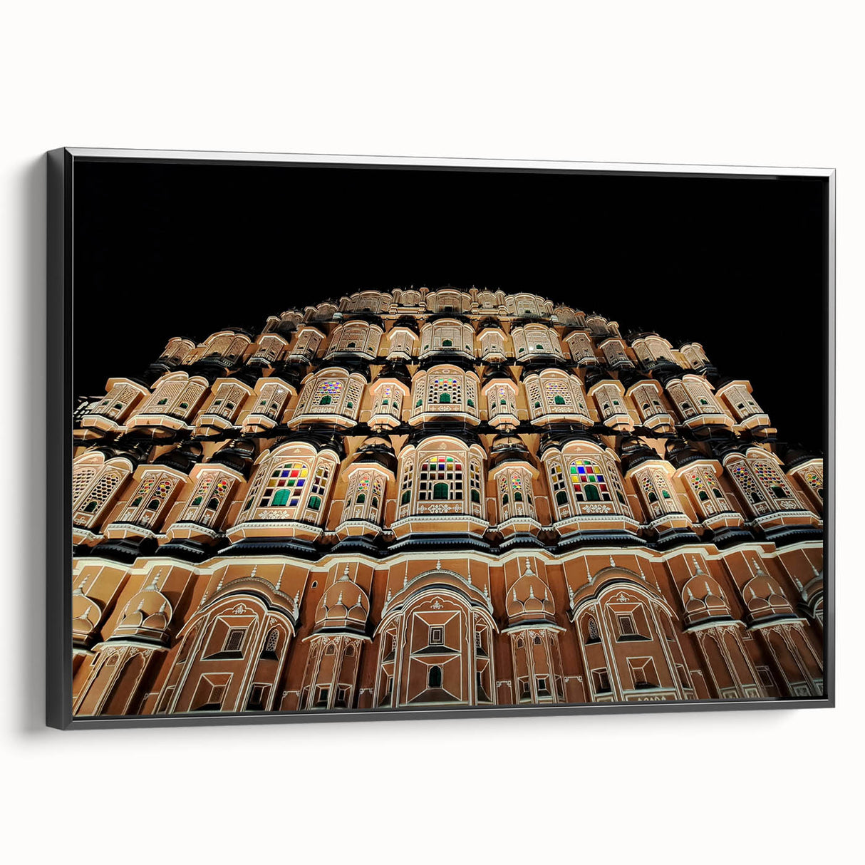 Black and white framed canvas of a vintage Indian landscape, ideal for bedroom wall decor.