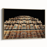 Framed canvas of a vintage-style Indian landscape painting in gold and black tones, ideal for bedroom wall decor.