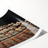 Extra large wall art featuring line art flowers in muted earth tones on a rolled canvas, ideal for large living room decor.