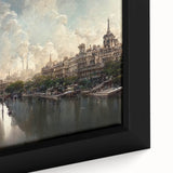 Extra large black wall art featuring a textured Paris skyline in colorful art style on framed canvas.