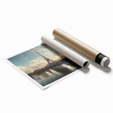 Extra large rolled print of Paris scenery in soft pastel shades, ideal for classy bathroom wall art.