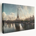Parisian street scene on a large stretched canvas with muted earth tones, ideal for kitchen wall art.