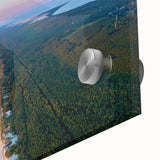 Large abstract wall art depicting a European scenery in Lithuania, in muted earth tones on acrylic glass.