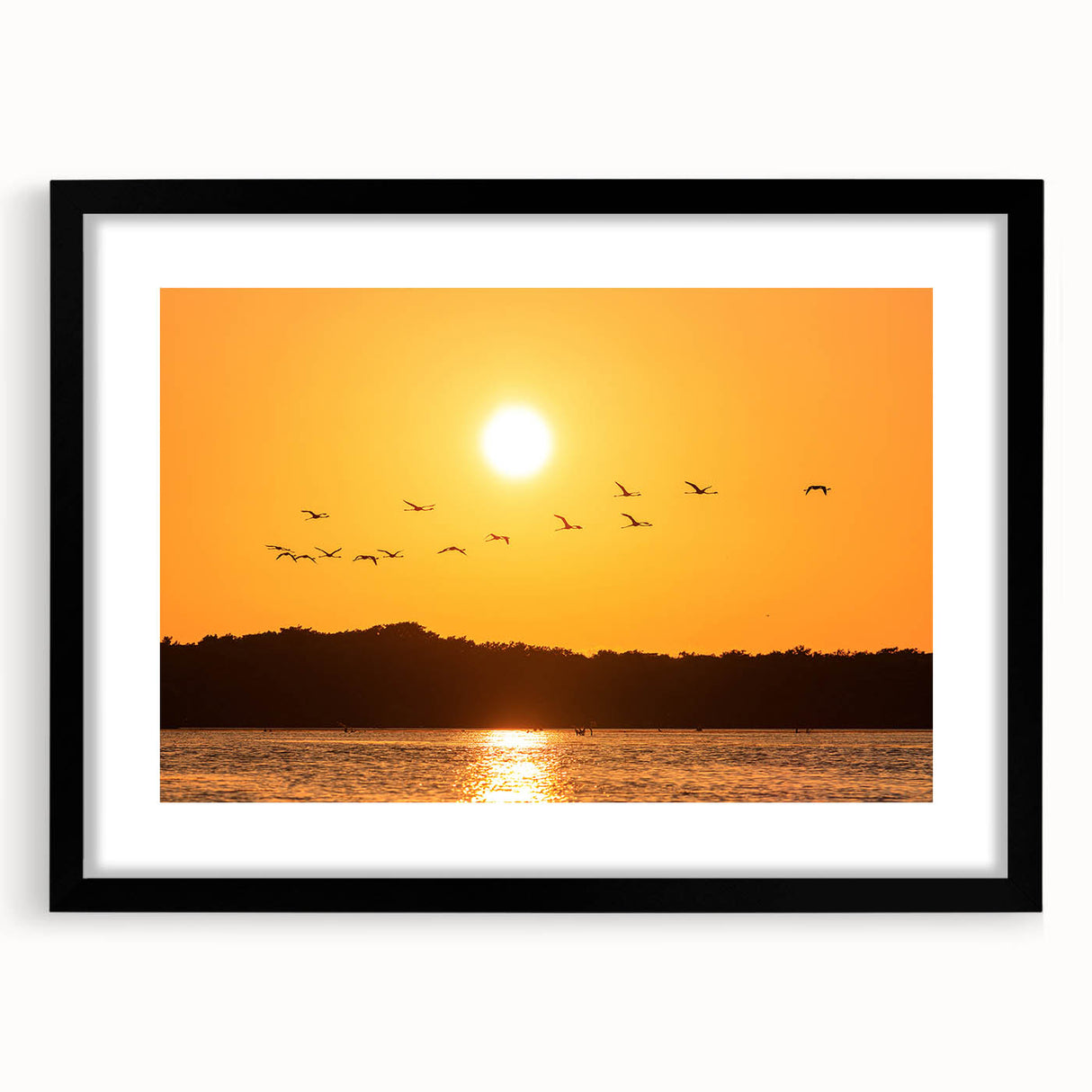 Abstract art print of Yucatan scenery in muted earth tones on a framed black mat, ideal for dining room decor.