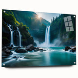 Large abstract depiction of a Brazilian landscape in muted earth tones on acrylic glass.