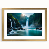 Extra large abstract art print depicting a textured Brazilian landscape in earthy tones, framed in gold.