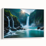 Vintage poster art featuring a colorful Brazilian landscape on extra large framed canvas, ideal for living room decor.