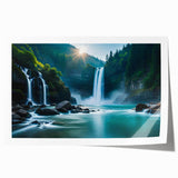 Extra large rolled print of Brazilian scenery featuring vibrant green and blue hues, ideal for art wall dining room.