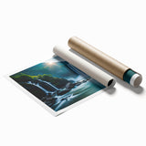 Extra large rolled print of a floral scene in soft pastel shades, ideal for classy bathroom wall art.