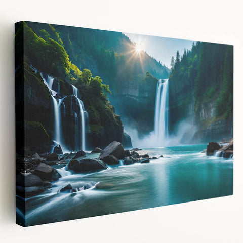 Large stretched canvas depicting a scenic view of Rio de Janeiro in soft pastel colors, ideal for kitchen wall art.