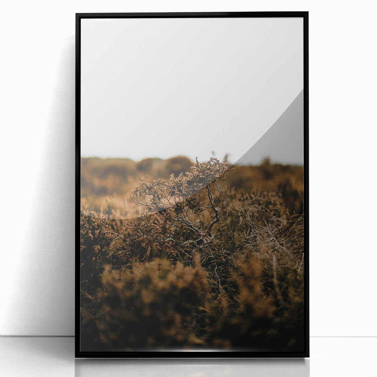 Large abstract wall art featuring fall-themed colors on framed acrylic, ideal for modern living room decor.