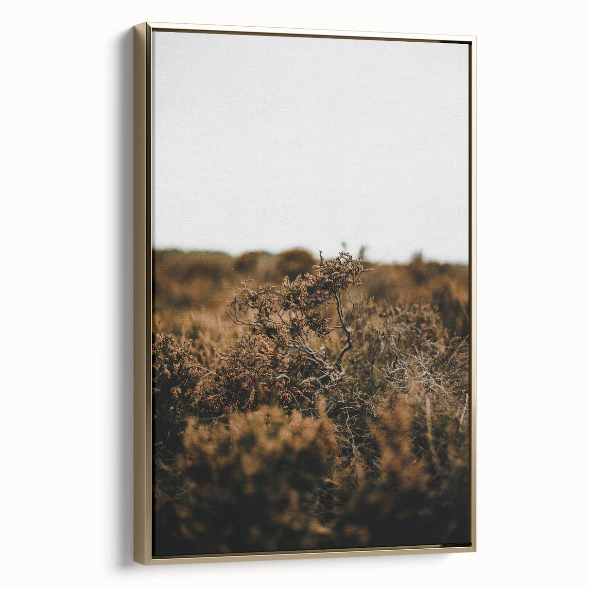 Framed canvas featuring a vintage poster-style landscape painting with autumnal hues, ideal for bedroom wall art.