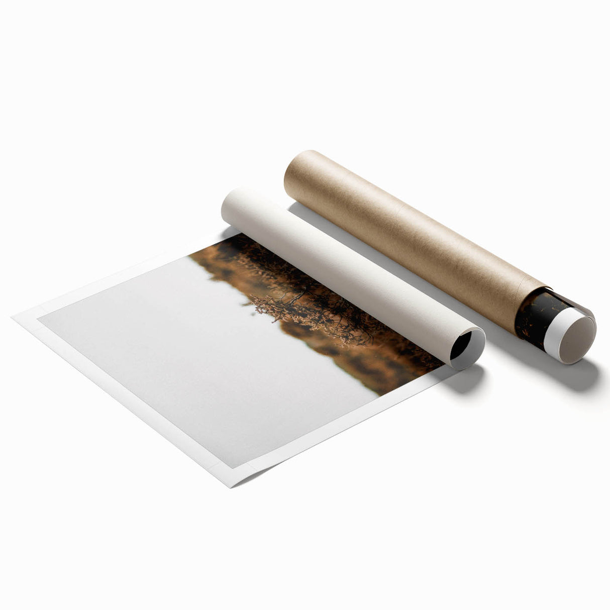 Extra large rolled print of an abstract floral design in warm autumn hues.