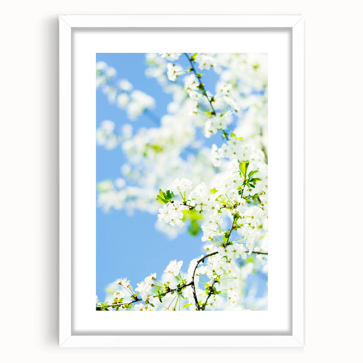 Abstract art print featuring spring-themed colors in pastel shades on a white framed canvas, ideal for dining room decor.